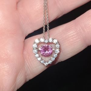 Pink and White Heart in Motion Necklace